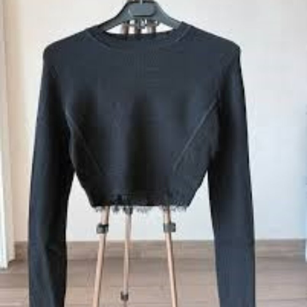 Zara cropped Lace Trim Sweater